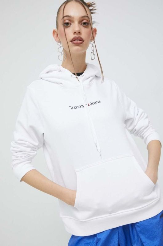 Кофта Tommy Jeans жіноча колір білий з капюшоном з принтом (3013053) фото 2