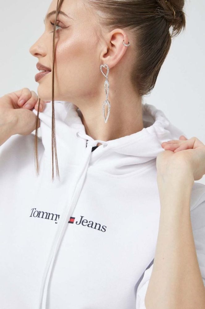 Кофта Tommy Jeans жіноча колір білий з капюшоном з принтом (3013053) фото 4