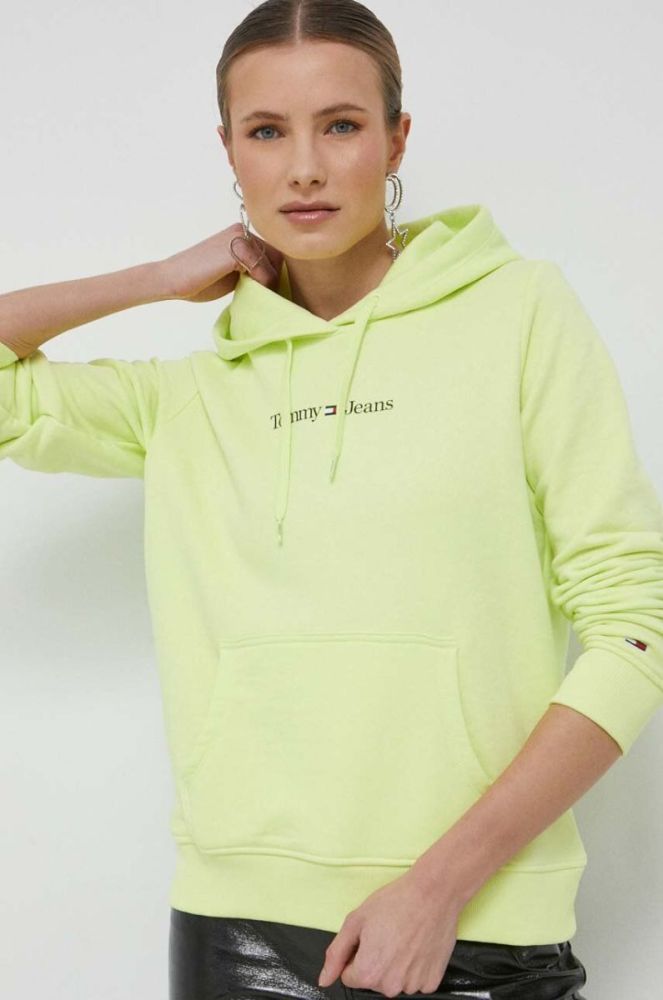 Кофта Tommy Jeans жіноча колір жовтий з капюшоном з принтом (3013043) фото 4