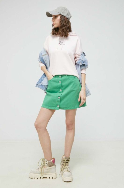 Кофта Tommy Jeans жіноча колір рожевий з капюшоном з принтом (3027370) фото 2