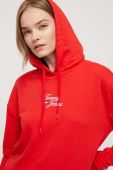 Кофта Tommy Jeans жіноча колір червоний з капюшоном з принтом (3027340)