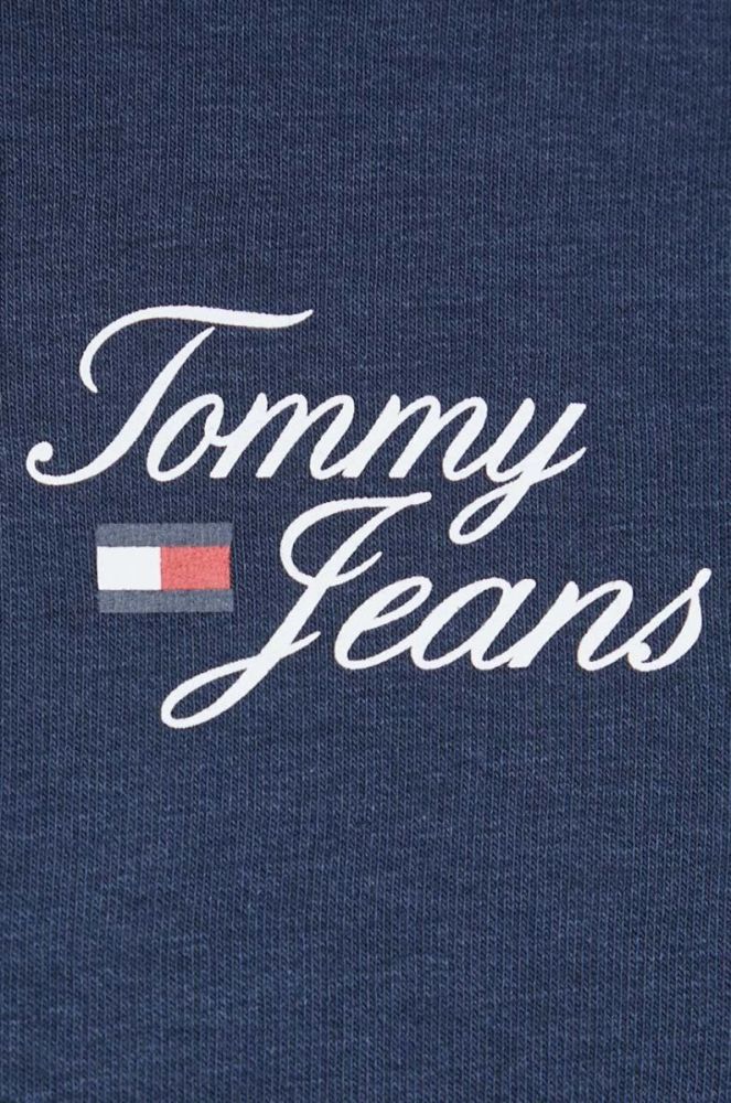 Кофта Tommy Jeans жіноча колір синій з капюшоном з принтом (3027365) фото 5