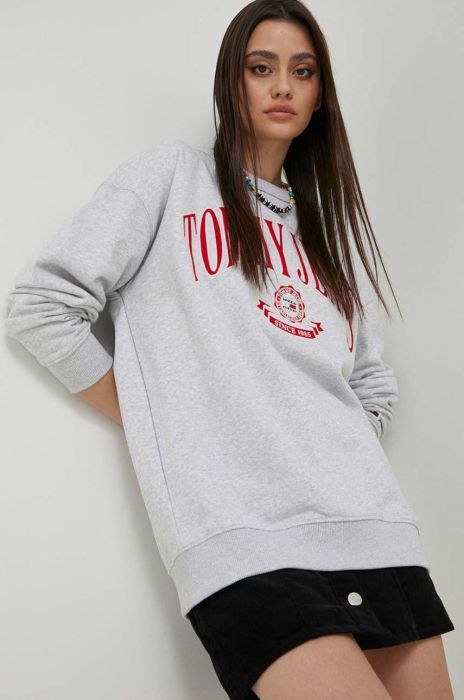 Кофта Tommy Jeans жіноча колір сірий з аплікацією (2983436)