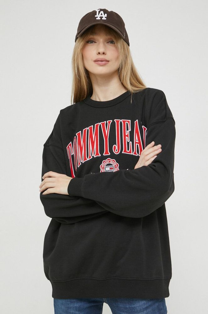 Кофта Tommy Jeans жіноча колір чорний з аплікацією (2983441)