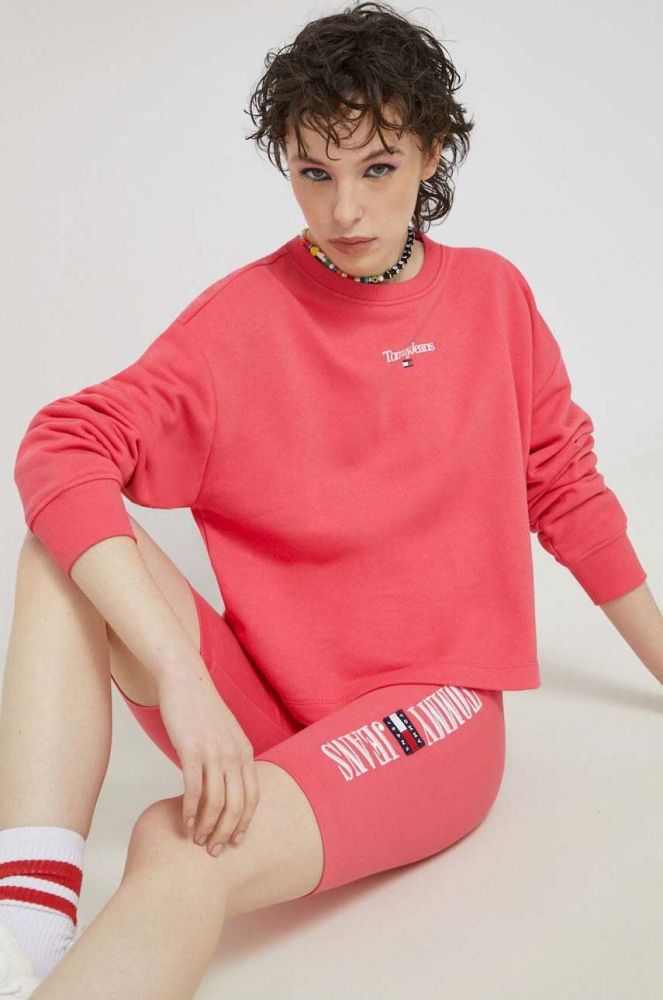 Кофта Tommy Jeans жіноча колір рожевий з принтом (3068796)