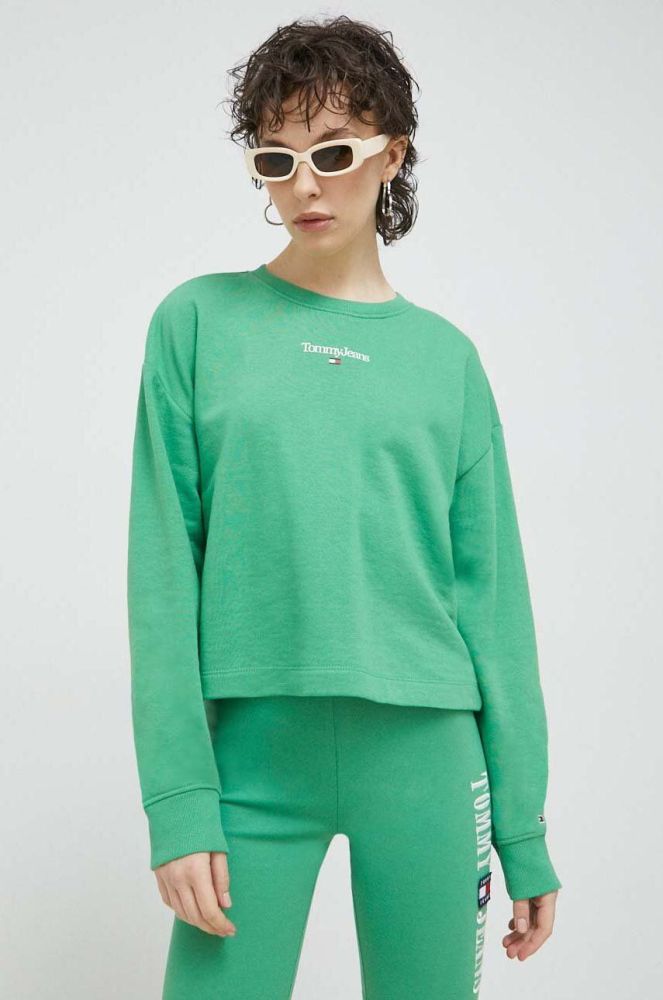 Кофта Tommy Jeans жіноча колір зелений з принтом (3068797)