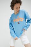 Кофта Tommy Jeans жіноча  з аплікацією колір блакитний Кофта Tommy Jeans жіноча  з аплікацією колір блакитний