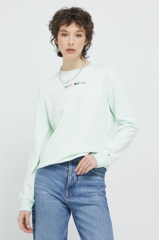 Кофта Tommy Jeans жіноча колір зелений з аплікацією (3081429) фото 2