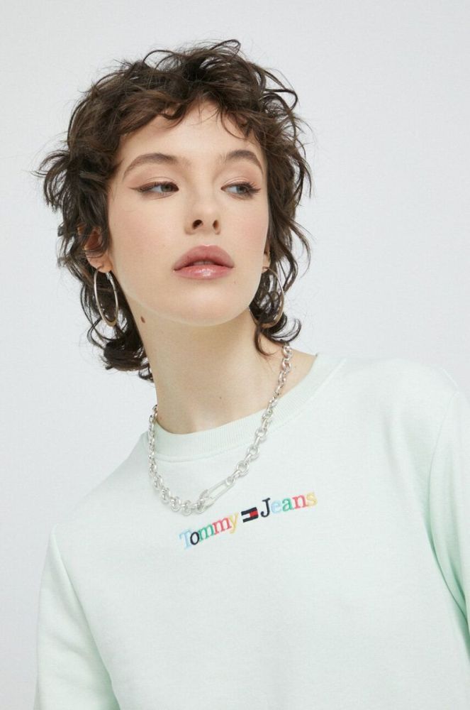 Кофта Tommy Jeans жіноча колір зелений з аплікацією (3081429) фото 4
