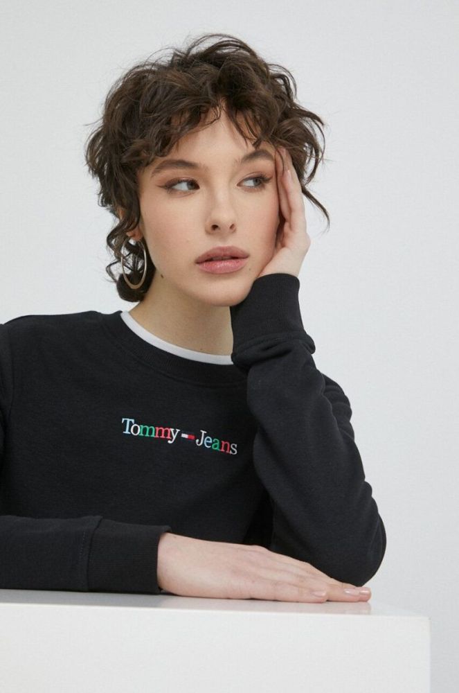 Кофта Tommy Jeans жіноча колір чорний з аплікацією (3081414) фото 4