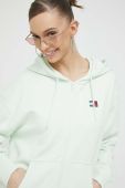 Бавовняна кофта Tommy Jeans жіноча колір зелений з капюшоном однотонна (3073317)