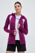 Спортивна кофта Icebreaker Quantum ZKnit колір фіолетовий з капюшоном візерунок