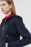 Кофта Armani Exchange жіноча колір синій з капюшоном однотонна