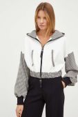 Бавовняна кофта MMC STUDIO жіноча колір білий з капюшоном візерунок