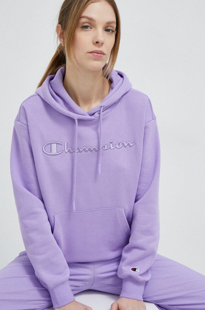 Кофта Champion жіноча колір фіолетовий з капюшоном однотонна (3094208)