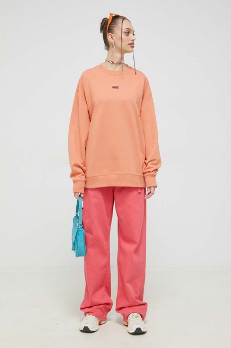 Бавовняна кофта Vans жіноча колір помаранчевий однотонна