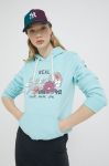 Кофта Superdry жіноча з капюшоном з принтом колір блакитний
