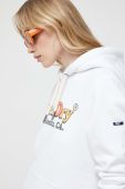 Кофта Superdry жіноча колір білий з капюшоном з принтом