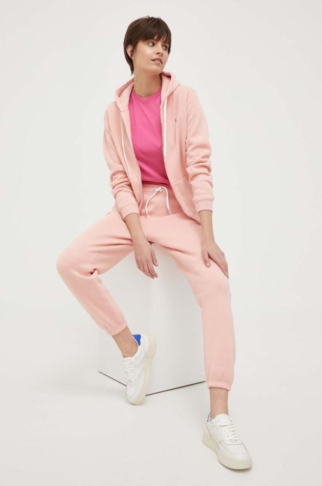 Кофта Polo Ralph Lauren жіноча колір рожевий з капюшоном однотонна (3190639) фото 2