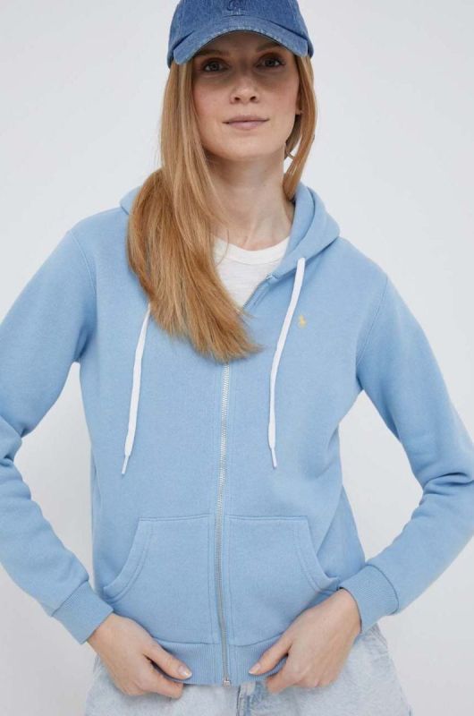 Кофта Polo Ralph Lauren жіноча з капюшоном однотонна колір блакитний (3190647) фото 2