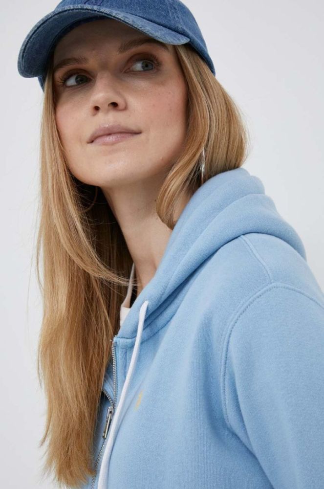 Кофта Polo Ralph Lauren жіноча з капюшоном однотонна колір блакитний (3190647) фото 4