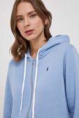Кофта Polo Ralph Lauren жіноча з капюшоном однотонна колір блакитний (3687061)