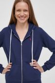 Кофта Polo Ralph Lauren жіноча колір синій з капюшоном однотонна