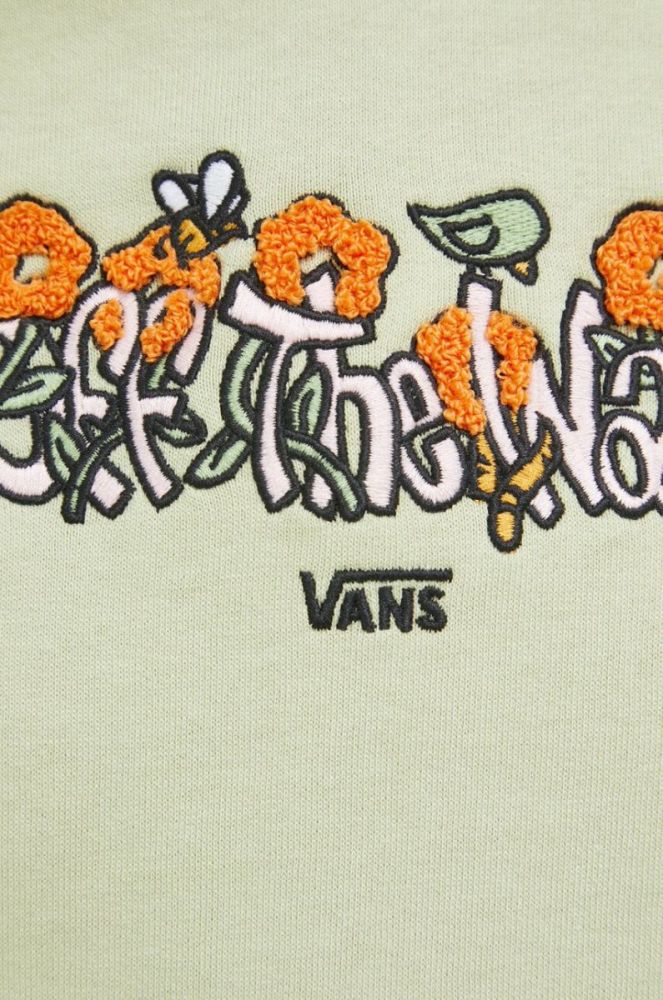 Бавовняна кофта Vans жіноча колір зелений з капюшоном з аплікацією фото 5