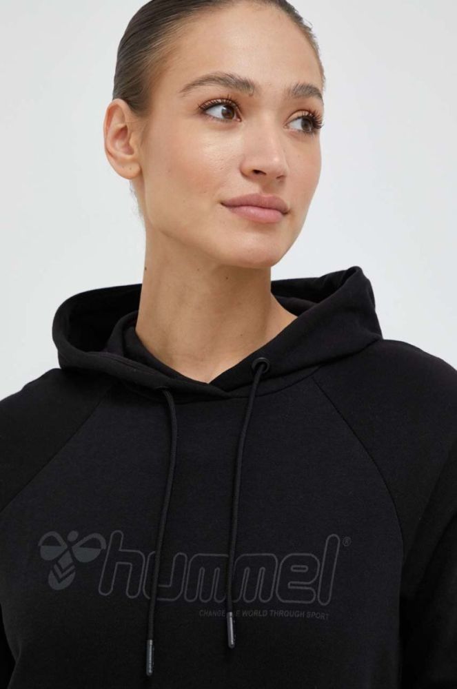 Кофта Hummel жіноча колір чорний з капюшоном з принтом фото 4