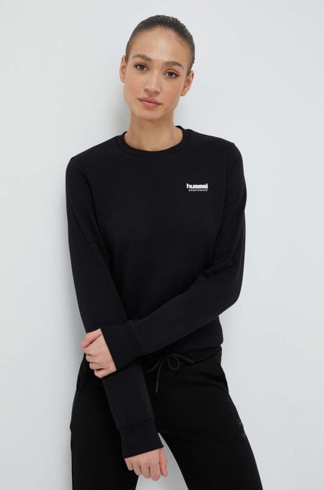 Бавовняна кофта Hummel жіноча колір чорний однотонна