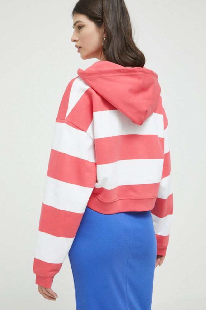 Бавовняна кофта Tommy Jeans жіноча колір рожевий з капюшоном візерунок фото 3