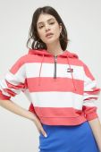 Бавовняна кофта Tommy Jeans жіноча колір рожевий з капюшоном візерунок