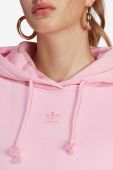 Бавовняна кофта adidas Originals жіноча колір рожевий з капюшоном однотонна IA6419-pink
