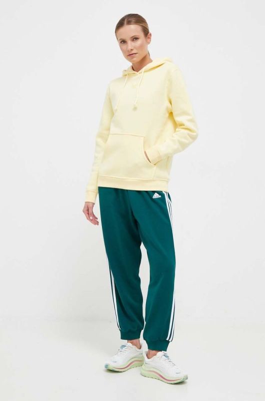 Кофта adidas Originals жіноча колір жовтий з капюшоном з аплікацією фото 2