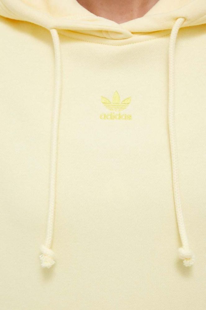 Кофта adidas Originals жіноча колір жовтий з капюшоном з аплікацією фото 5