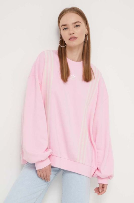 Бавовняна кофта adidas Originals жіноча колір рожевий з аплікацією (3539111)