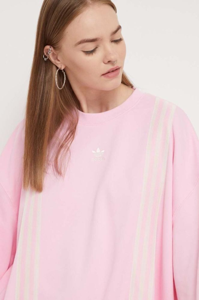 Бавовняна кофта adidas Originals жіноча колір рожевий з аплікацією (3539111) фото 3