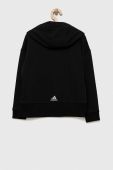 Дитяча бавовняна кофта adidas колір чорний з капюшоном з принтом