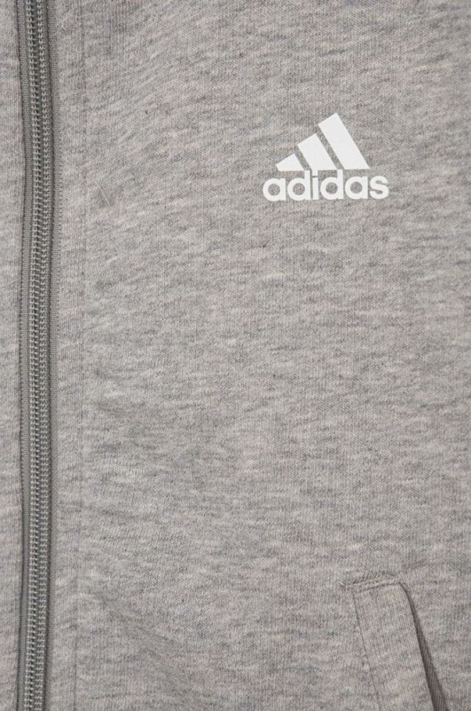 Дитяча кофта adidas G 3S FZ колір сірий з капюшоном однотонна фото 3