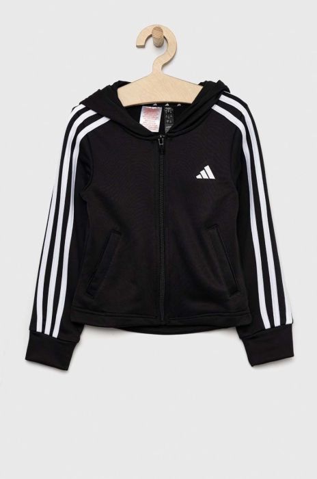 Дитяча кофта adidas колір чорний з капюшоном з аплікацією Дитяча кофта adidas колір чорний з капюшоном з аплікацією