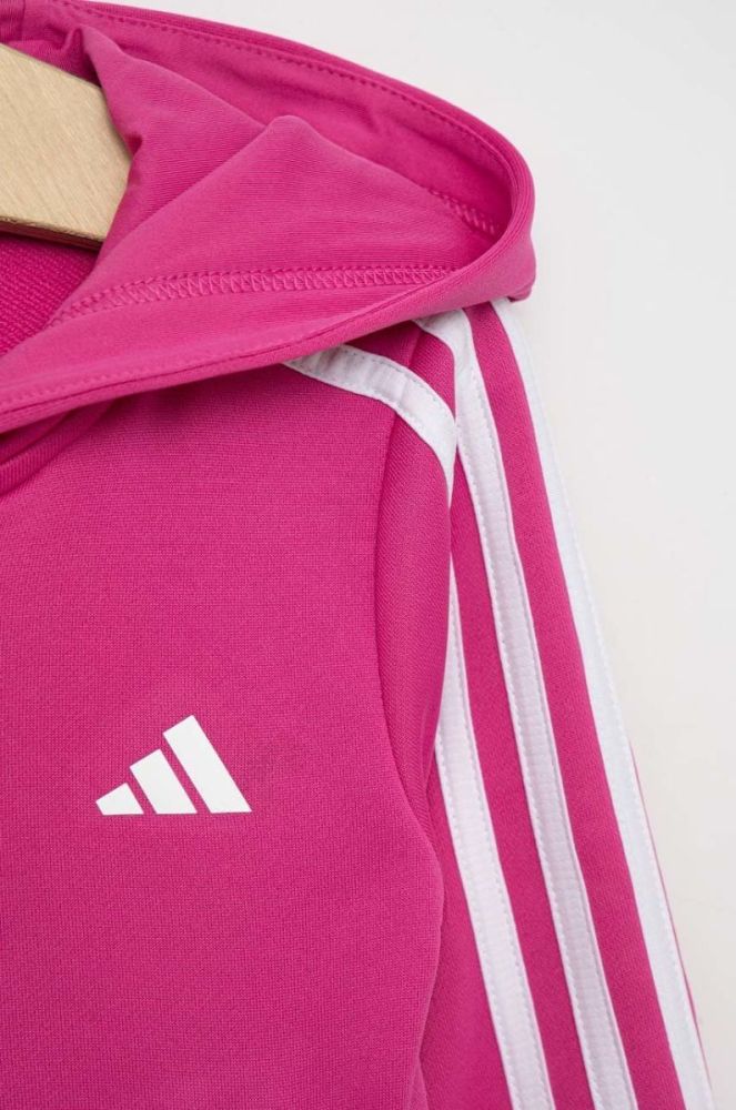 Дитяча кофта adidas G TR-ES 3S колір рожевий з капюшоном однотонна фото 3