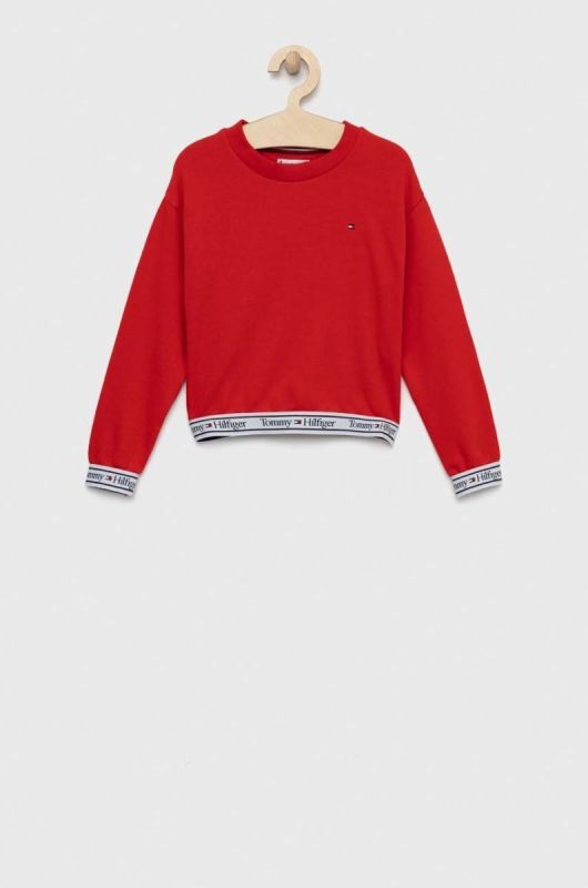 Дитяча кофта Tommy Hilfiger колір червоний однотонна
