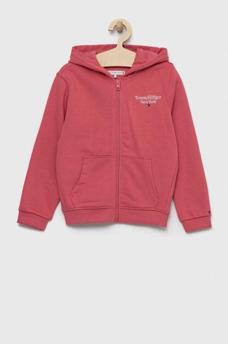 Дитяча кофта Tommy Hilfiger колір рожевий з капюшоном однотонна (2908792) Дитяча кофта Tommy Hilfiger колір рожевий з капюшоном однотонна (2908792)