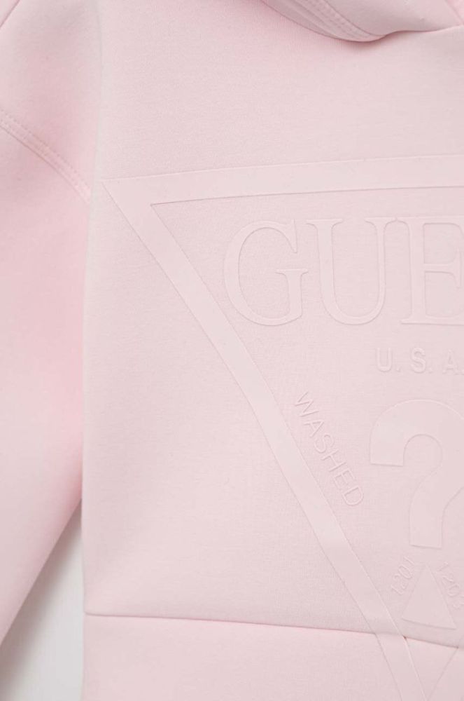 Дитяча кофта Guess колір рожевий з капюшоном з принтом (3002271) фото 3
