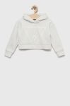 Дитяча кофта Guess колір білий з капюшоном з принтом