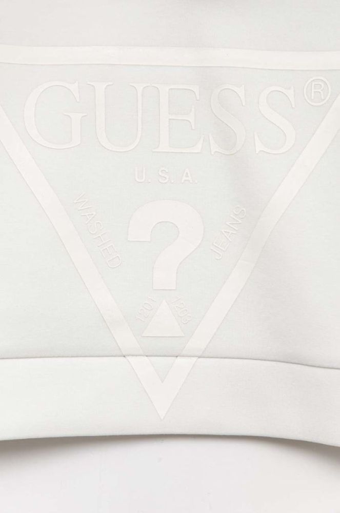 Дитяча кофта Guess колір білий з капюшоном з принтом фото 3