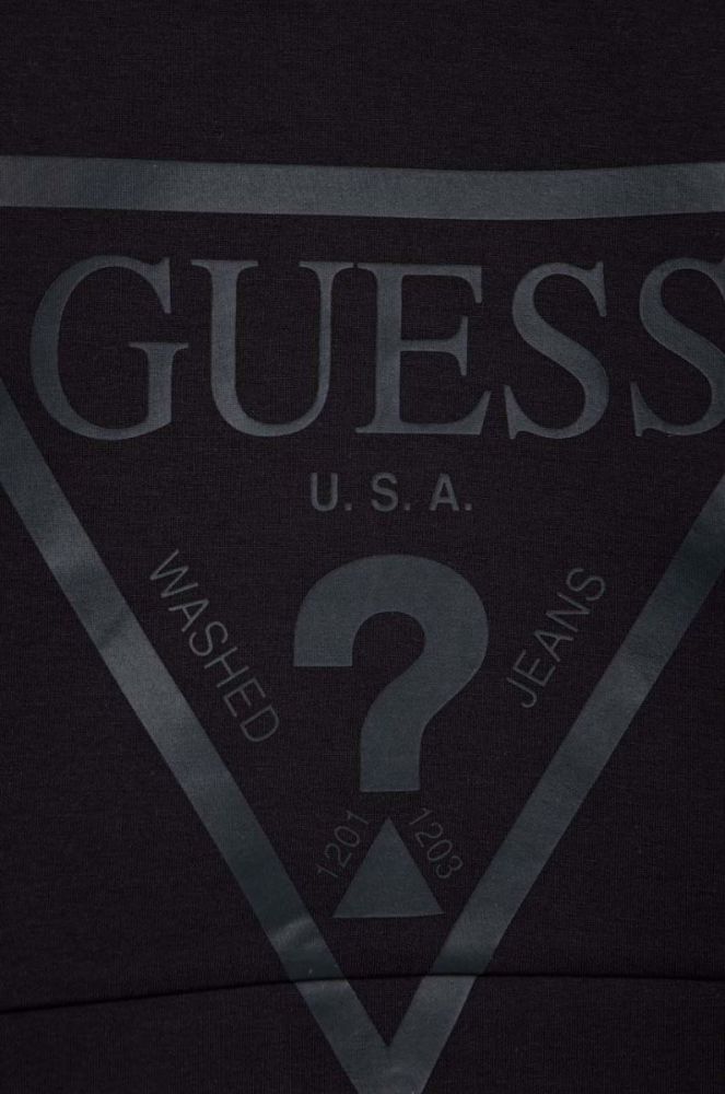 Дитяча кофта Guess колір сірий з капюшоном з принтом фото 3