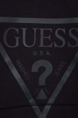Дитяча кофта Guess колір сірий з капюшоном з принтом
