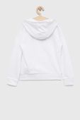 Дитяча бавовняна кофта Guess колір білий з капюшоном з аплікацією (2885066)
