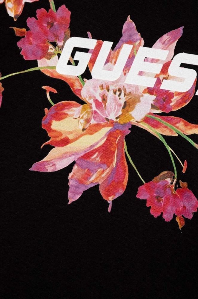 Дитяча бавовняна кофта Guess колір чорний з принтом (2937467) фото 2